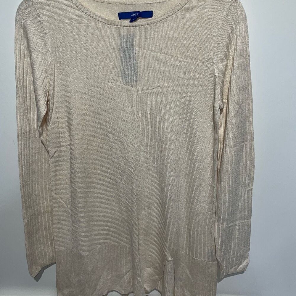APT. 9 Women's Cream Ribbed Knit Long Sleeve Pullover‎ Sweater Size XS NWT